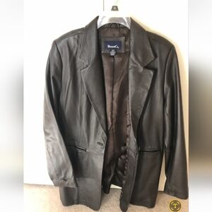 Denim&Co Women's Dark Brown Leather Coat